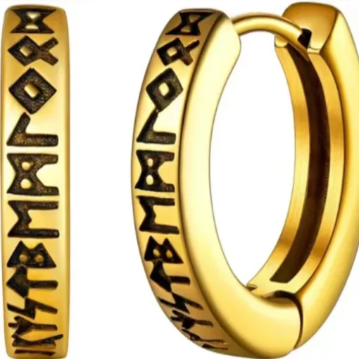 Stainless Steel Norwegian Viking Rune Hoop Earrings For Men Woman Unisex 12 Mm Huggie Hoop Religious Earring Jewelry - Image 4