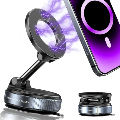 Vacuum magnetic phone holder, Magsafe suction cup phone holder, 360 ° adjustable magnetic phone holder, pocket sized foldable - Image 9