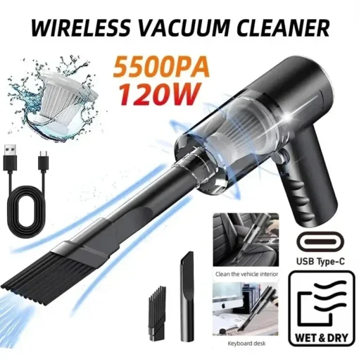 Portable Wireless Car Vacuum Cleaner Wireless Vacuum Cleaner Dual Use for Home and Car 120W High Power Powerful Vacuum Cleaner - Image 5