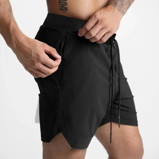 2024 New Men's Shorts Single-Layer Woven Quick Dry Solid Color Running Fitness Sports Casual American Fifth Pants Comfortable - Image 4