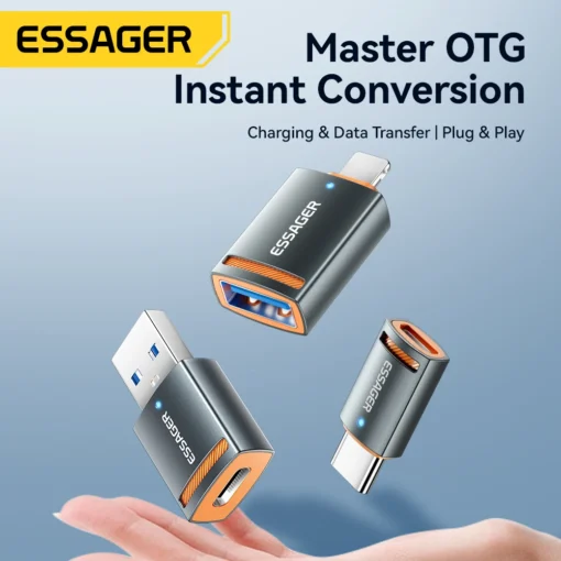 Essager USB3.0 OTG Adapter Type-C USB-A Micro Female to USB Micro iP Type-C Male Converter For Macbook Xiaomi iPhone OTG Adapter - Image 9
