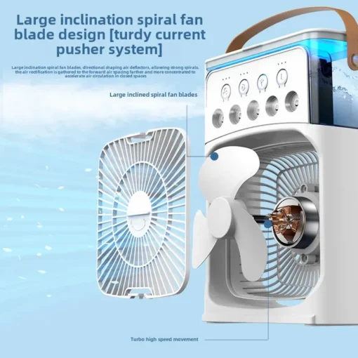 LED night light portable USB charging fan air conditioner electric fan water mist music 3-in-1 household air humidifier - Image 4