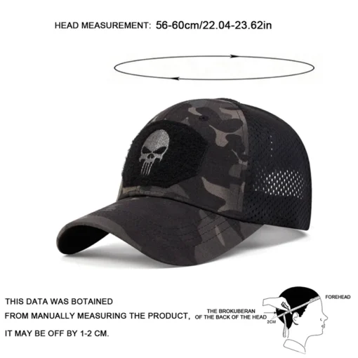 Unisex Skull Embroidered Top with Patch Breathable Baseball Caps Spring and Autumn Outdoor Adjustable Casual Hat Sunscreen Hat - Image 14