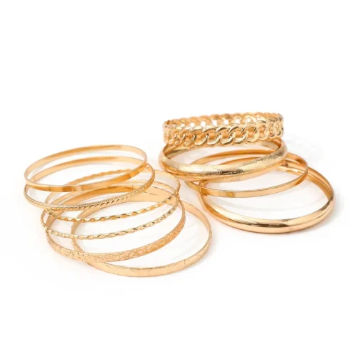 10pcs/set Metal Bangles Set For Women Heavy Punk New Styles Hiphop Textured Fashion Bracelets Jewelry Accessories - Image 2