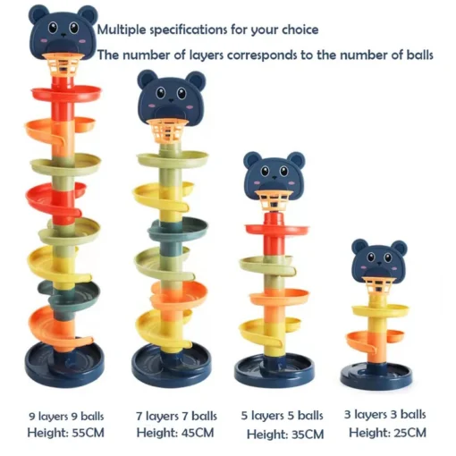 2-7 Layes Track Rolling Ball Pile Tower Early Educational Toy for Babies Rotating Track Educational Stacking Toy for Kids Gift - Image 9