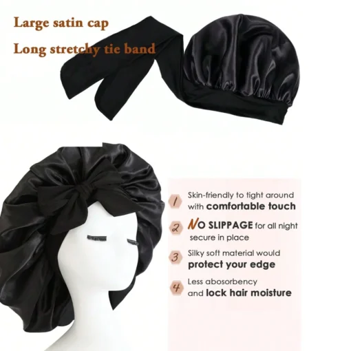 Satin Bonnet Silk Bonnet Adjustable Bonne For Sleeping Hair Bonnet With Tie Band Bonnets For Women Men - Image 13
