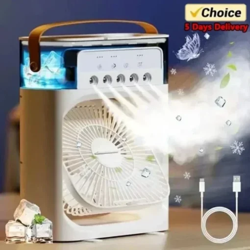 LED night light portable USB charging fan air conditioner electric fan water mist music 3-in-1 household air humidifier - Image 8