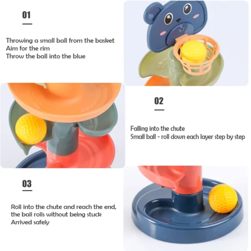 2-7 Layes Track Rolling Ball Pile Tower Early Educational Toy for Babies Rotating Track Educational Stacking Toy for Kids Gift - Image 2