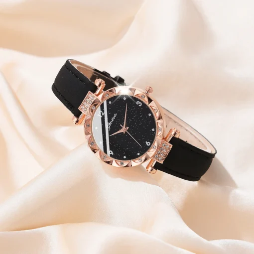 Womens Watches 5Pcs Set Luxury Rhinestone Women Fashion Elegant Wristwatch Quartz Watch For Girl WristWatch Bracelet Gift - Image 3