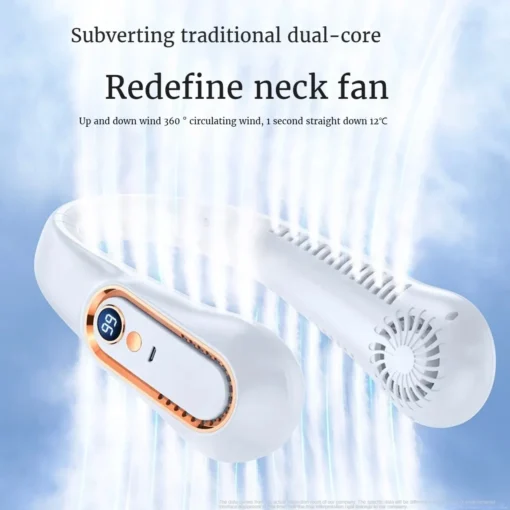 2025 New ceiling fan USB rechargeable portable small fan students office sports digital display ceiling fan hanging neck fan - Image 9