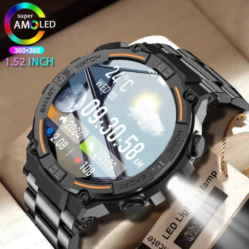 Smartwatch Military Men 360*360 HD Screen Flashlight Health Monitoring Waterproof Heart Rate BT Call Smart Watch For Android IOS - Image 8
