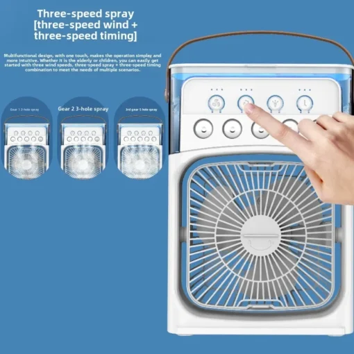 LED night light portable USB charging fan air conditioner electric fan water mist music 3-in-1 household air humidifier - Image 9