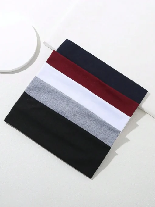 6pcs Unisex Simple Basic Solid Color Leopard Print Face Wash Cycling Running Sports Yoga Leisure Sweat-Absorbing Headband - Image 3