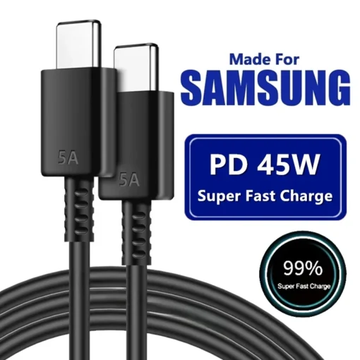 5A 45W PD USB-C Super Fast Charging Type-C Cable for Samsung S21 FE S22 Plus S23 S24 Ultra Note 20 A14 A15 A33 A34 A53 A54 A55 - Image 5