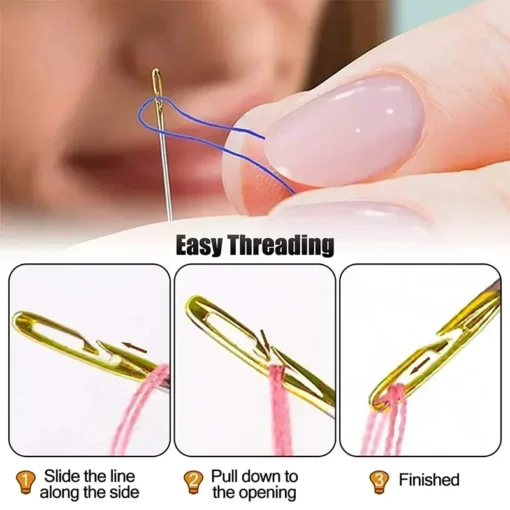 12PCS Side Holes Blind Needles Sewing Stainless Steel Elderly Needle for Sewing Household DIY Jewerly Beading Threading Needles - Image 3