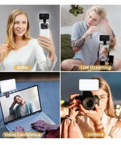 New Mini Selfie Fill Light Rechargeable 3 Modes Adjustable Brightness Portable Clip On For Phone Laptop Tablet Meeting Make Up