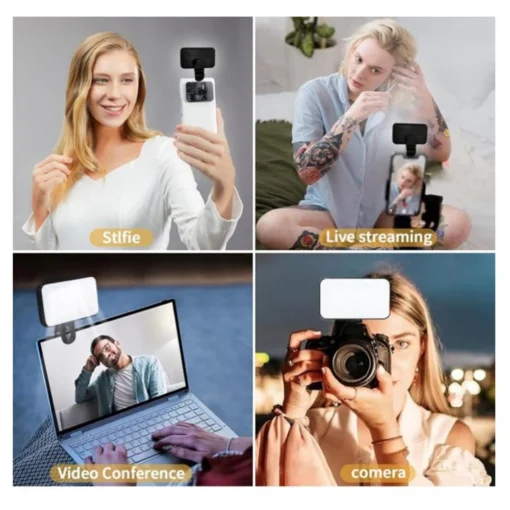 New Mini Selfie Fill Light Rechargeable 3 Modes Adjustable Brightness Portable Clip On For Phone Laptop Tablet Meeting Make Up