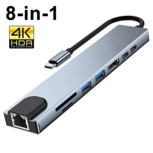 8 in1 USB C HUB 3.0 Type C Splitter 4K Docking Station Laptop Adapter PD SD TF For Macbook Air M1 iPad Pro RJ45 HDMI-Compatible - Image 3