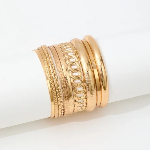 10pcs/set Metal Bangles Set For Women Heavy Punk New Styles Hiphop Textured Fashion Bracelets Jewelry Accessories - Image 5