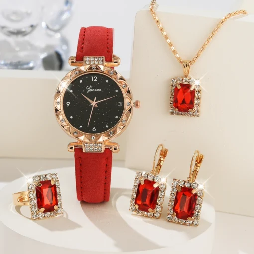 Womens Watches 5Pcs Set Luxury Rhinestone Women Fashion Elegant Wristwatch Quartz Watch For Girl WristWatch Bracelet Gift - Image 10