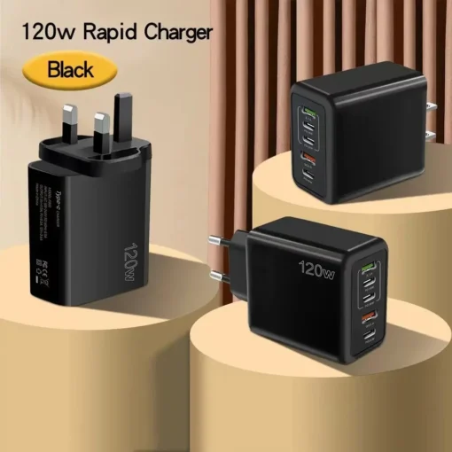 Total 120W USB Charger 5 Ports Type C Fast Charging Mobile Phone Wall Adapter EU/US/UK Plug For iPhone 15 Samsung Xiaomi Huawei - Image 5