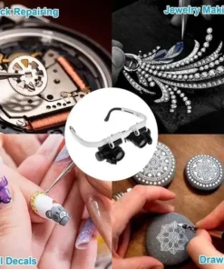 2XLED Watch Jeweler Repair Magnifier Head-Mounted Headband Adjustable Magnifying Head Eye Glasses Loupe Lens 8X 15X 23X