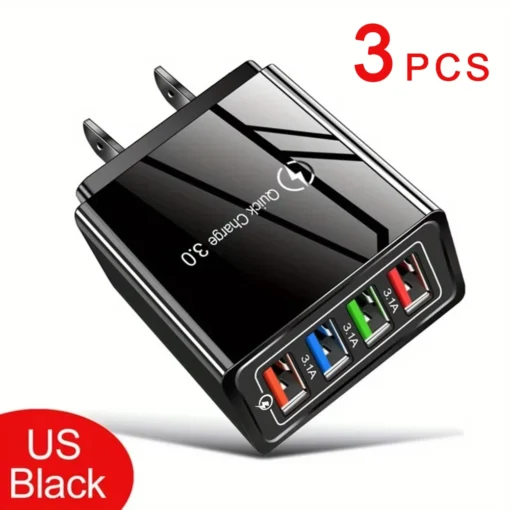 EU US Plug 3A USB Charger Multi Port 4 USB Quick Charge 3.0 For Phone Adapter Tablet Portable Wall Charger Fast Charger For Poco - Image 4