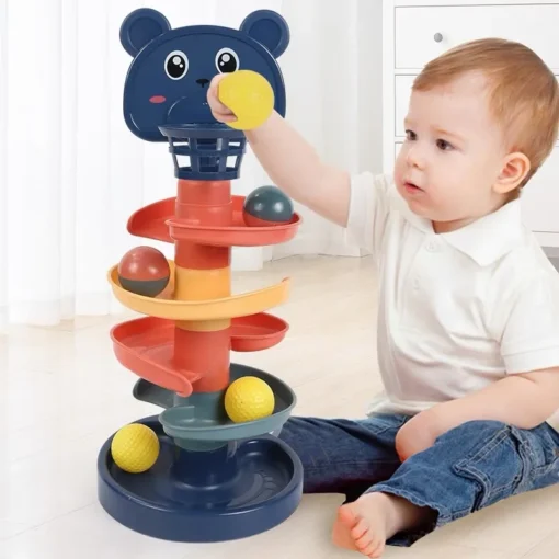 2-7 Layes Track Rolling Ball Pile Tower Early Educational Toy for Babies Rotating Track Educational Stacking Toy for Kids Gift - Image 6
