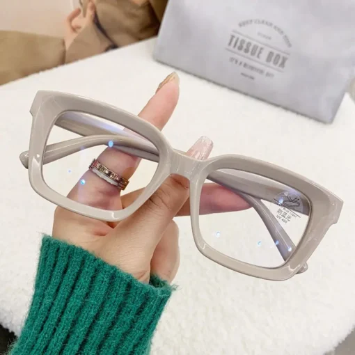 2024 Oversized Square Glasses Anti Blue Light Glasses Large Frame Myopia Glasses Flat Light Glasses Transparent Eyeglasses - Image 9
