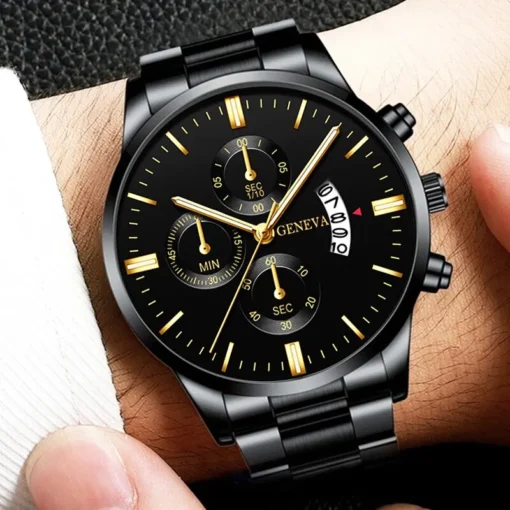 Fashion Men Black Stainless Steel Watch Luxury Calendar Quartz Wrist Watch Mens Business Watches for Man Clock Relogio Masculino - Image 8