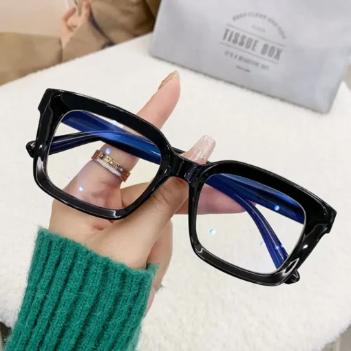 2024 Oversized Square Glasses Anti Blue Light Glasses Large Frame Myopia Glasses Flat Light Glasses Transparent Eyeglasses - Image 4