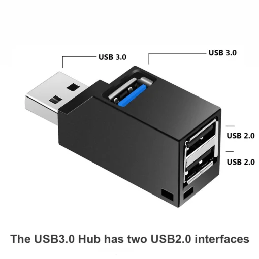 USB 3.0 HUB Adapter Extender Mini Splitter Box 1 to 3 Ports High Speed USB 2.0 For PC Laptop U Disk Card Reader - Image 3