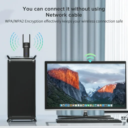 COMFAST 1300Mbps USB Wifi Adapter Drive-free 2.4G/5.8G Network Card 2*2dBi Antenna Wi-Fi Dongle Dual Band Wi Fi Receiver For PC - Image 4