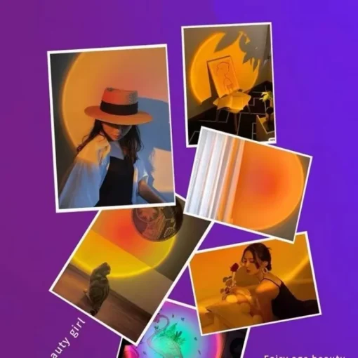 USB Sunset Sunset Ambiance Light Self Photography Light LED Rainbow Neon Night Light Projector Photography Wall Atmosphere Light - Image 3