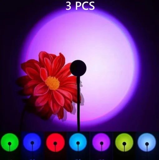 USB Sunset Sunset Ambiance Light Self Photography Light LED Rainbow Neon Night Light Projector Photography Wall Atmosphere Light - Image 2