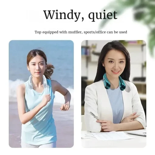 2025 New ceiling fan USB rechargeable portable small fan students office sports digital display ceiling fan hanging neck fan - Image 3