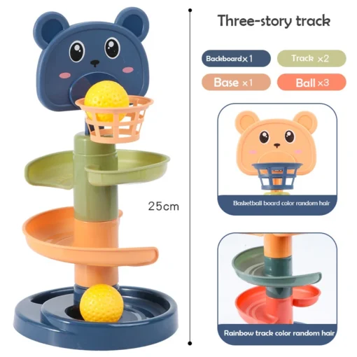 2-7 Layes Track Rolling Ball Pile Tower Early Educational Toy for Babies Rotating Track Educational Stacking Toy for Kids Gift - Image 4