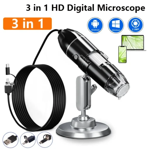 1600X 3in 1 Digital Microscope Camera Portable Electronic Microscope For Soldering LED Magnifier Type-C USB Charge Magnifier - Image 8