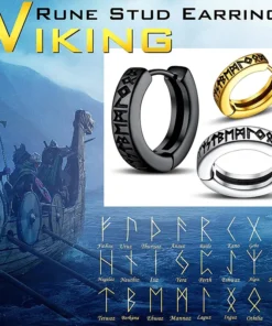 Stainless Steel Norwegian Viking Rune Hoop Earrings For Men Woman Unisex 12 Mm Huggie Hoop Religious Earring Jewelry