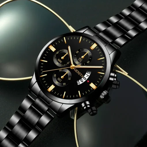 Fashion Men Black Stainless Steel Watch Luxury Calendar Quartz Wrist Watch Mens Business Watches for Man Clock Relogio Masculino - Image 7