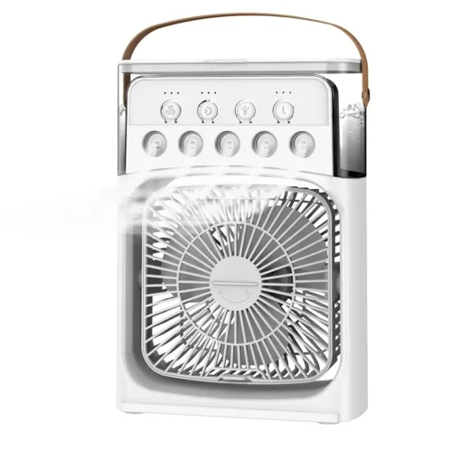 LED night light portable USB charging fan air conditioner electric fan water mist music 3-in-1 household air humidifier - Image 6