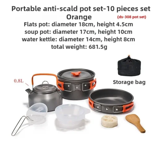 Camping Cookware Set for 1-3 Persons, Lightweight and Portable Pot and Pan with Carrying Bag, Perfect for Outdoor Camping - Image 5