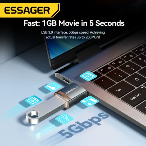Essager USB3.0 OTG Adapter Type-C USB-A Micro Female to USB Micro iP Type-C Male Converter For Macbook Xiaomi iPhone OTG Adapter - Image 8