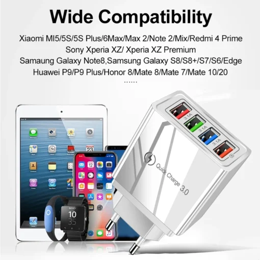 EU US Plug 3A USB Charger Multi Port 4 USB Quick Charge 3.0 For Phone Adapter Tablet Portable Wall Charger Fast Charger For Poco - Image 9