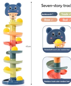 2-7 Layes Track Rolling Ball Pile Tower Early Educational Toy for Babies Rotating Track Educational Stacking Toy for Kids Gift