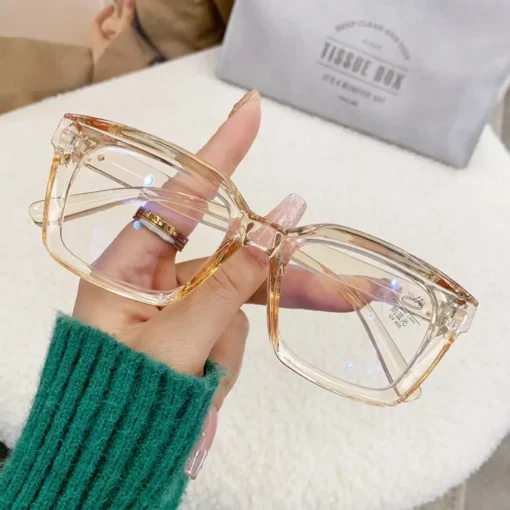 2024 Oversized Square Glasses Anti Blue Light Glasses Large Frame Myopia Glasses Flat Light Glasses Transparent Eyeglasses - Image 8