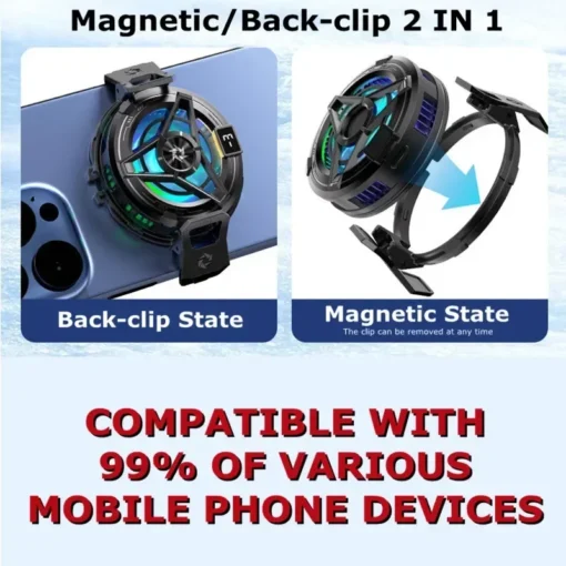 SL17 Magnetic Phones Cooler Back-Clip 2 in 1 Game Cooler Semiconductor Fast Phone Cooling Fan for IOS Android Phone - Image 10