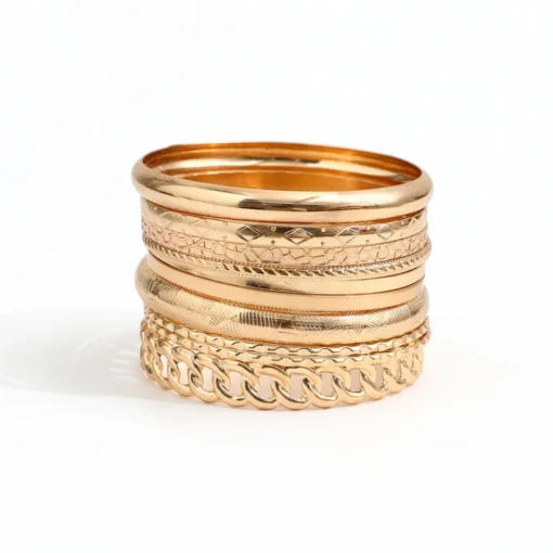 10pcs/set Metal Bangles Set For Women Heavy Punk New Styles Hiphop Textured Fashion Bracelets Jewelry Accessories - Image 4