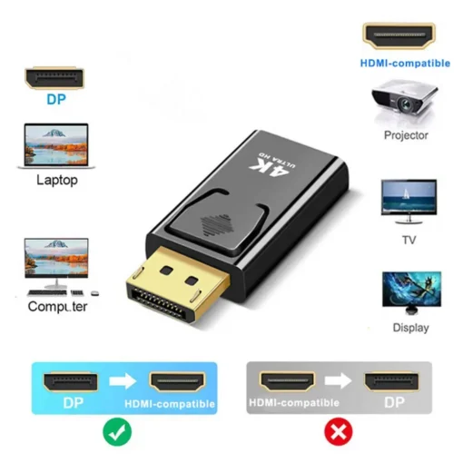 4K DP DisplayPort to HDMI-compatible Adapter Converter Display Port DP to HDMI-compatible HDTV Adapter Video Audio PC Laptop - Image 6