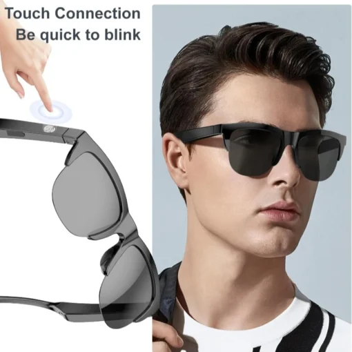 Smart Glasses,Polarized Sunglasses With Bluetooth Speaker,Athletic/Outdoor UV Protection And Voice Control,Unisex - Black